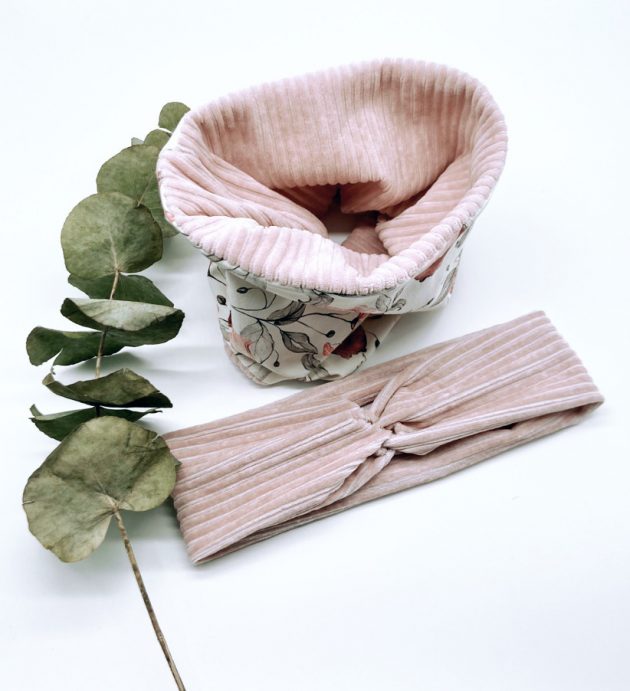 Loop Blumenmuster, Cord Rosa