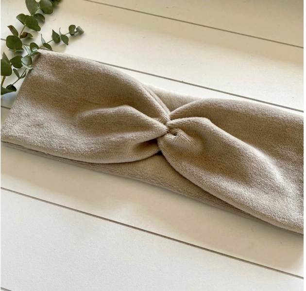 Haarband Velvet / Nicki-Stoff Sand – Bild 3
