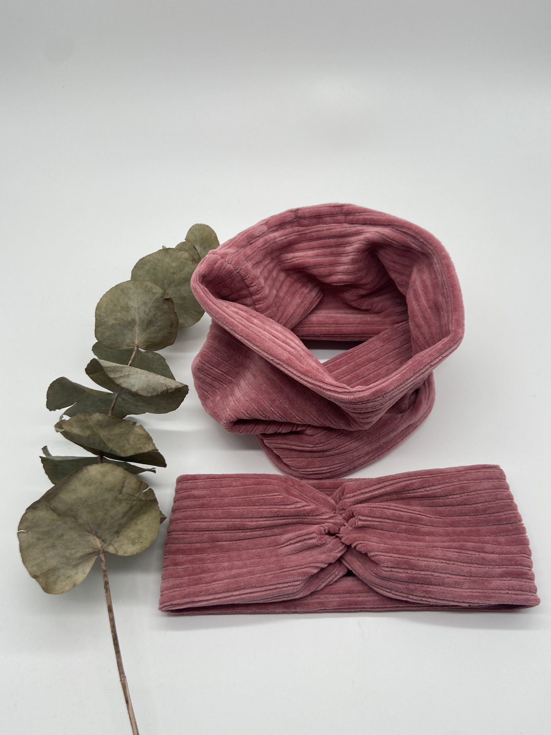 Loop Haarband Set aus Cord Altrosa