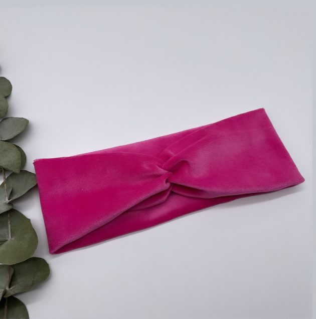 Haarband in Velvet / Nicki-Stoff Pink – Bild 5